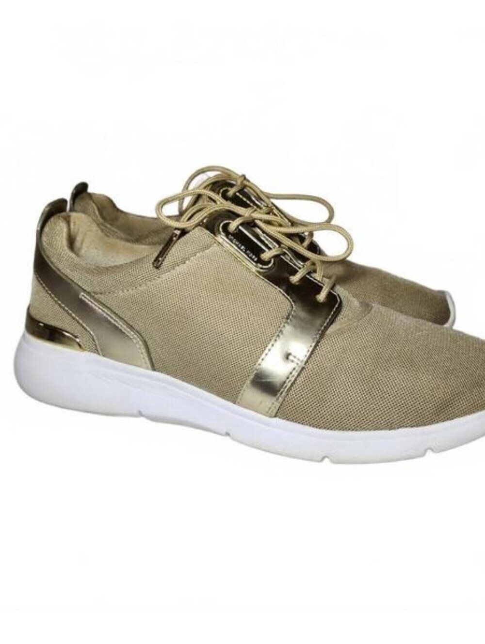 Michael Kors Low Top Women’s Tan Gold 9.5M Athletic Sporty Glam Sneakers - Picture 2 of 11